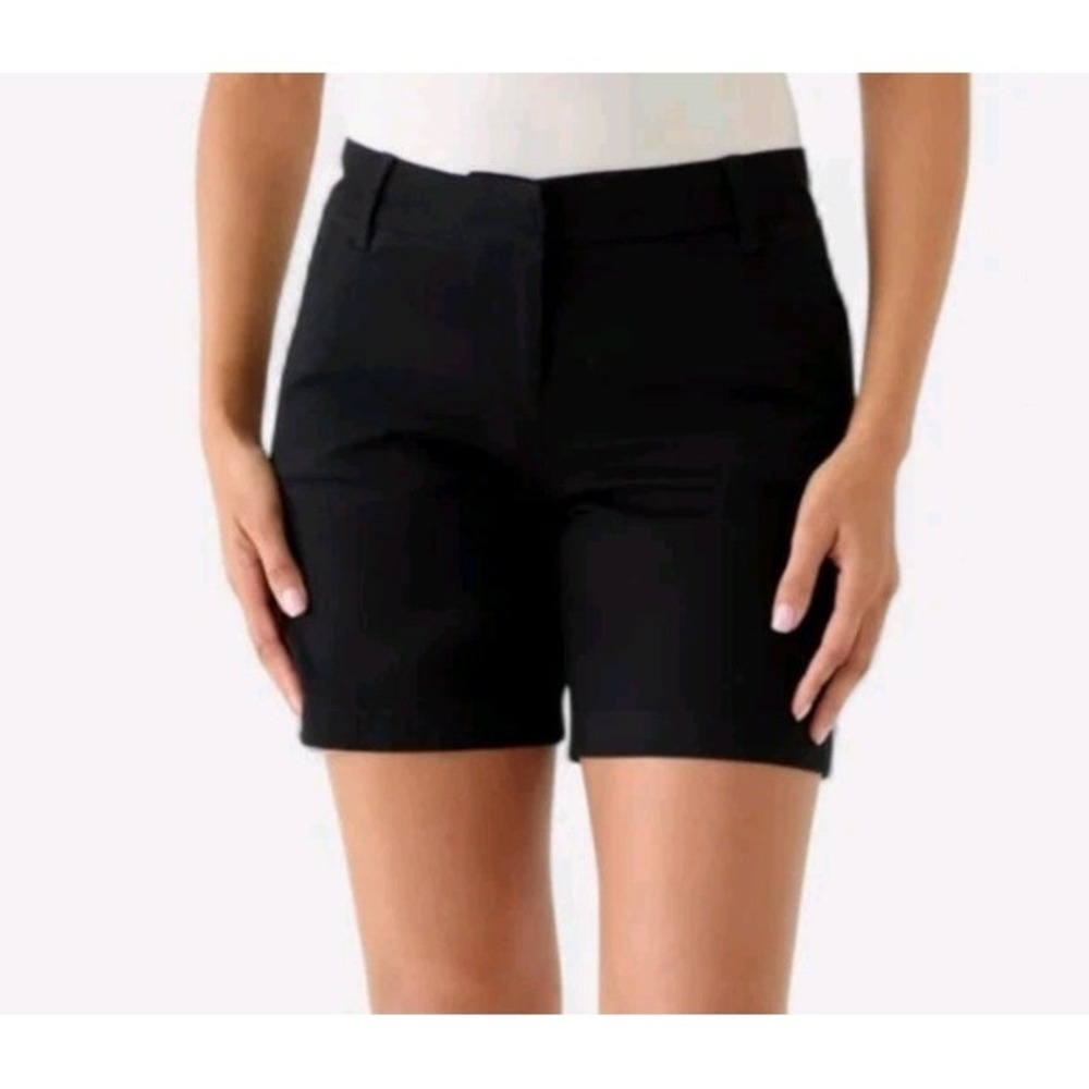 Crown Ivy Caroline Black Flat Front Chino Shorts Womens Plus Size 20 Stretch